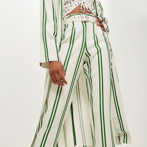 TopShop Stripe Tapered Trousers - Picture 2 of 8